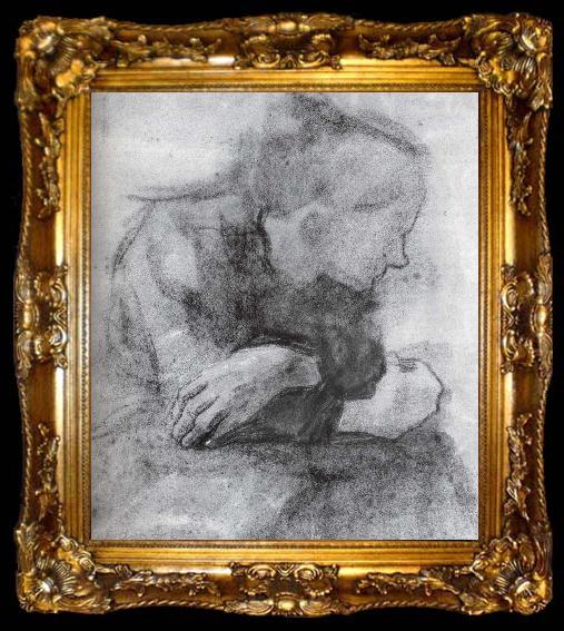 framed  kathe kollwitz Sitting woman with crossed arms, ta009-2